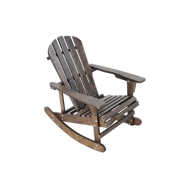 maocao hoom Dark Brown Adirondack Rocking Chair Solid Wood Chairs Finish Outdoor Furniture for Patio