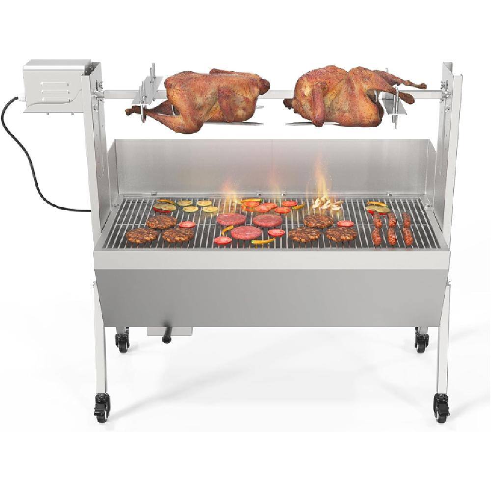 Karl home 37 in. Stainless Steel Rotisserie Roaster (Supports Manual