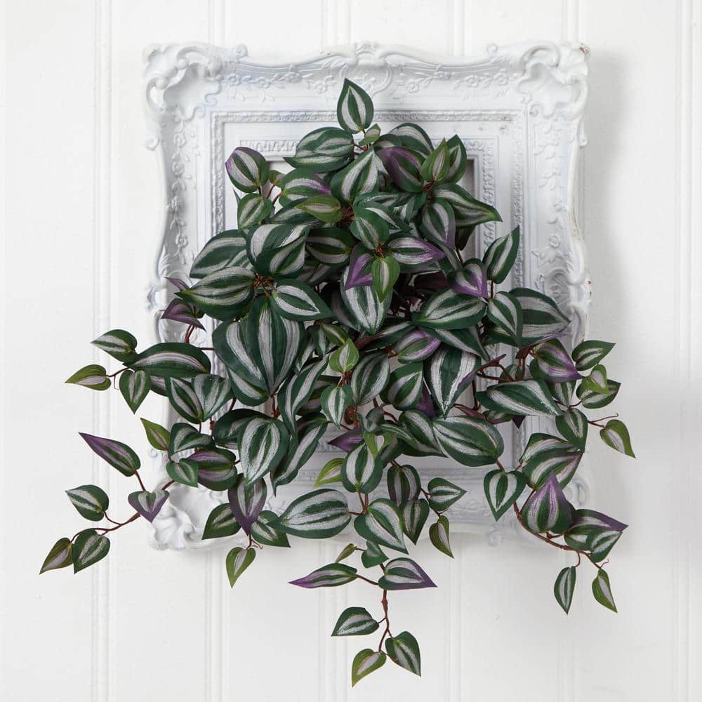 23-inch Green and Purple Silk Tradescantia Hanging Plant Set