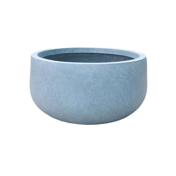 KANTE Medium 10 in. Tall Slate Gray Lightweight Concrete Round Outdoor Bowl Planter