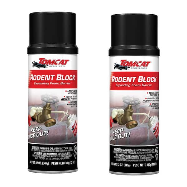 Repellents Rodent Block Expanding Foam Barrier 12 oz. Indoor and Outdoor Foam Sealant for Mouse Prevention (2-Pack)