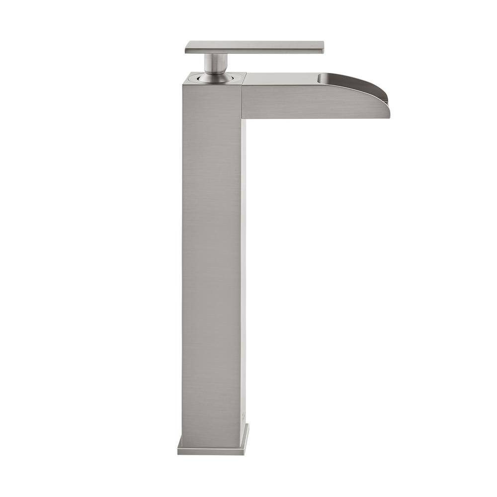 Brushed Nickel High Arc Waterfall Bathroom Faucet