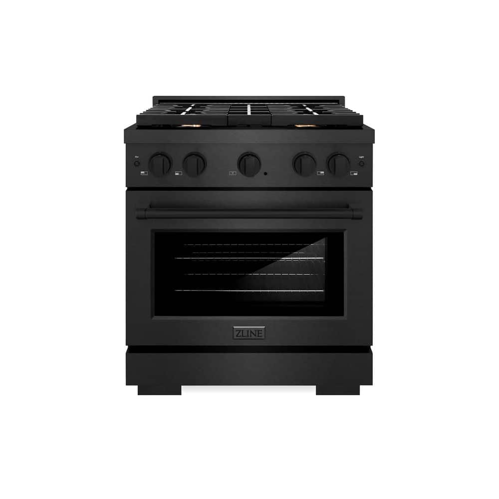 30 in. 4.2 cu. ft. Paramount Dual Fuel Range with Gas Cooktop in Black Satin Stainless Steel with 4 Brass Burners price history on PriceWatchPro
