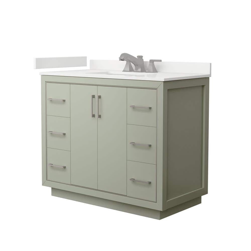 Icon 42 in. W x 22 in. D x 35 in. H Single Bath Vanity in Light Green with White Quartz Top price history on PriceWatchPro