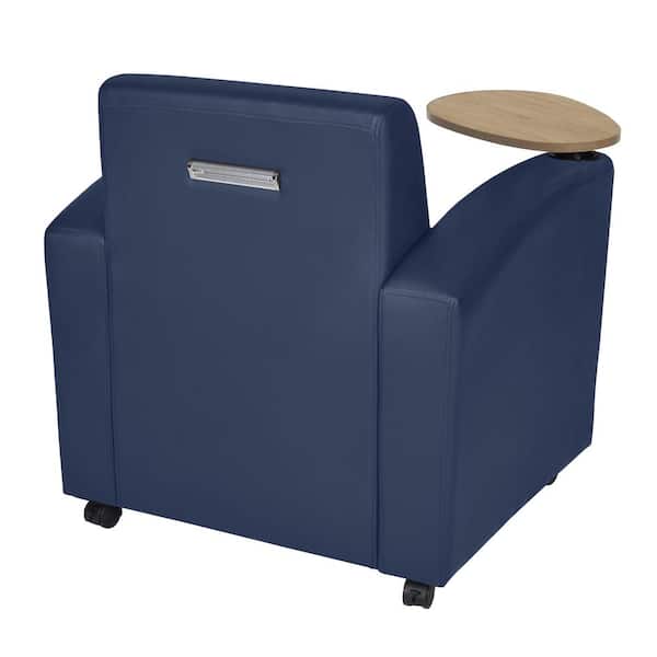 31 in. Blue Vinyl Fabric Tablet Arm Loveseats with Storage