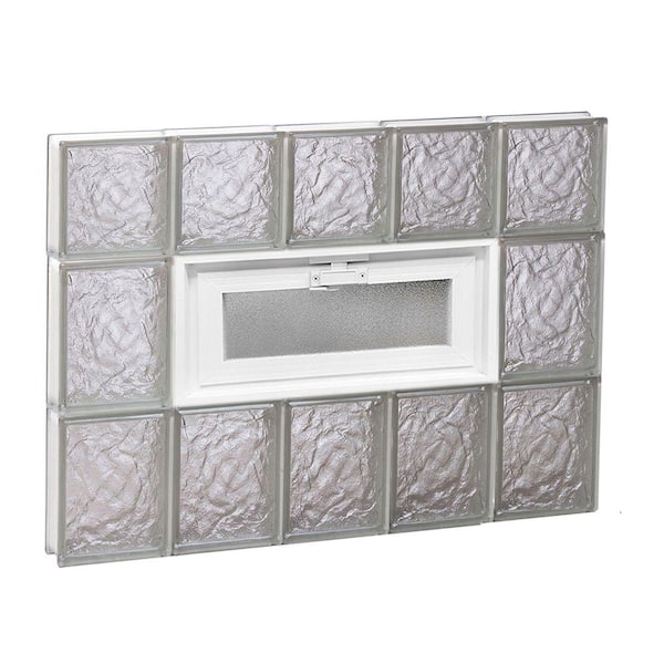 Clearly Secure 2875 In X 2125 In X 3125 In Frameless Ice Pattern Vented Glass Block Window 5332