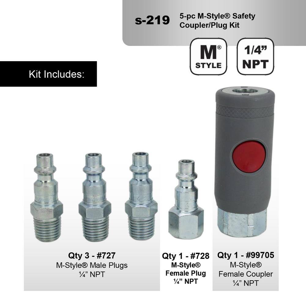 1/4 in. NPT M Style Safety Coupler and Plug Air Tool Fitting Kit (5-Piece) price history on PriceWatchPro