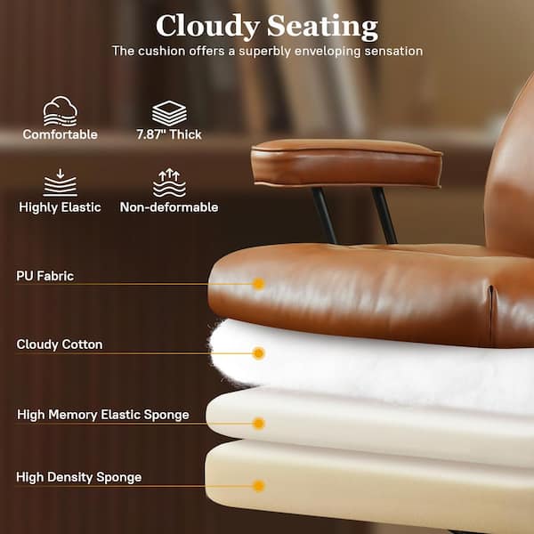Allwex Kro PU Fabric Swivel Ergonomic Office Task Chair in Light