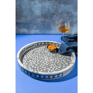 Jodhpur Mother of Pearl Decorative Tray - Gray 18 in.