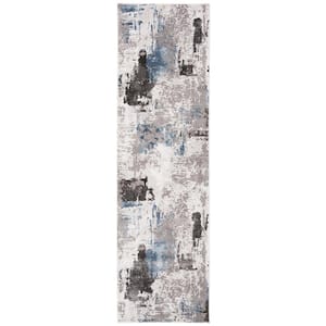 Craft Gray/Blue 2 ft. x 14 ft. Abstract Runner Rug