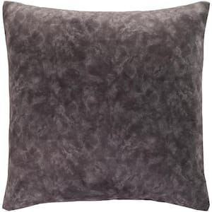 Cabrina Charcoal Velvet Polyester Fill 20 in. x 20 in. Decorative Pillow