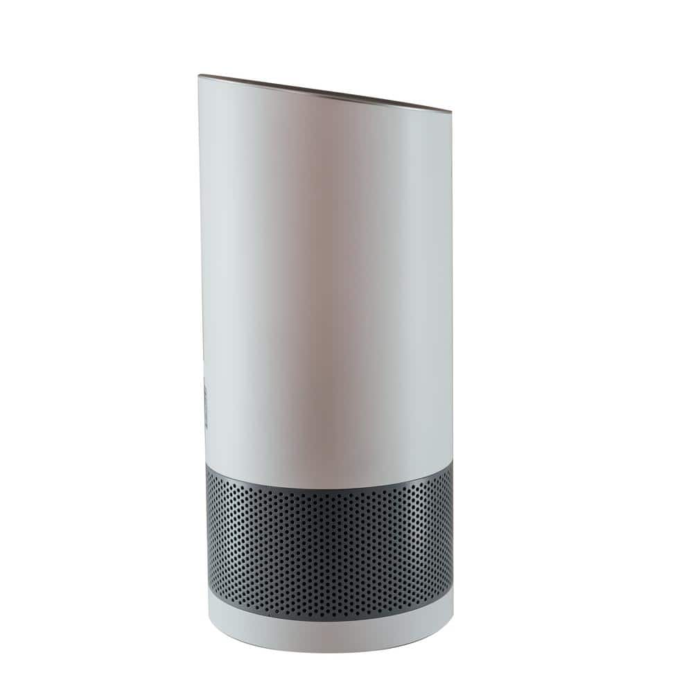 Hunter White and Gray Round Tower Air Purifier with HEPA Filtration