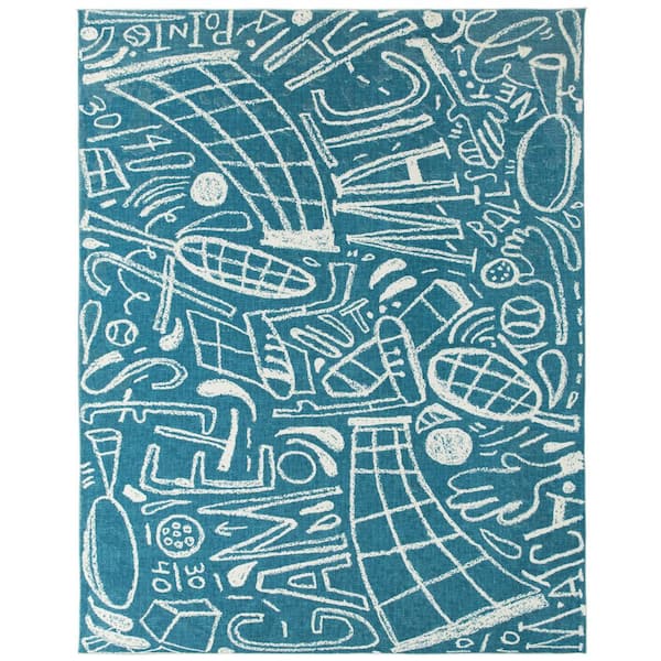 Sportsglyphs Blue 4 ft. x 6 ft. Area Rug