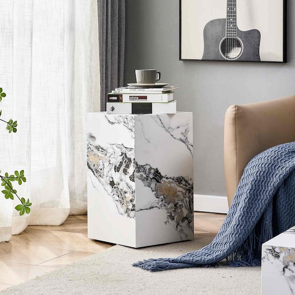 11.81 in. White Square MDF Coffee Table
