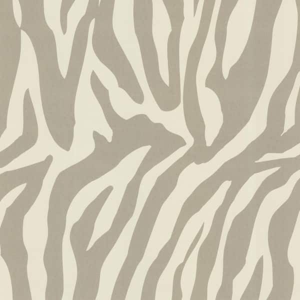 Beacon House Zebbie Taupe Zebra Print Wallpaper