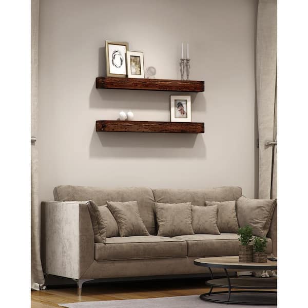 48 in. Distressed Floating Shelves 2-Piece