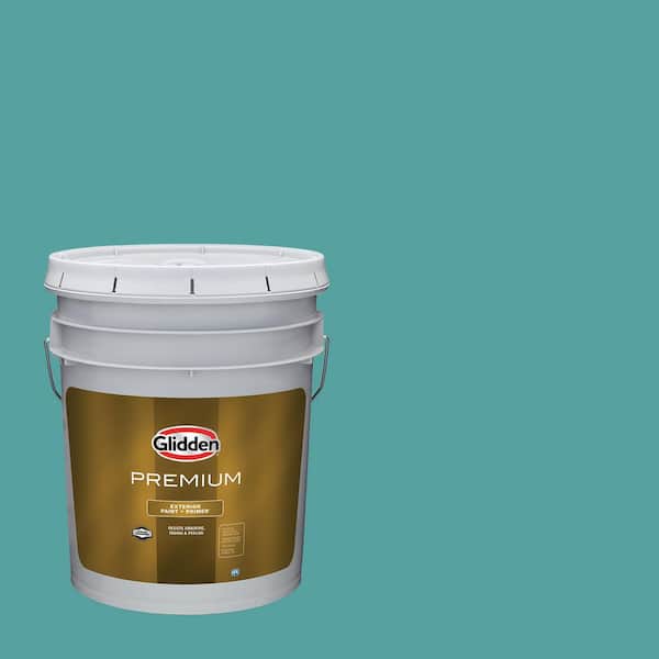 Glidden Premium 5 gal. Teal Bayou PPG1147-5 Satin Exterior Latex Paint