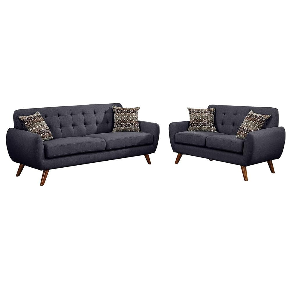 SIMPLE RELAX Bobkona 2-Piece Polyfiber Top Sofa and Loveseat Set with Removeable Cushions in Ash Black -  SR016913