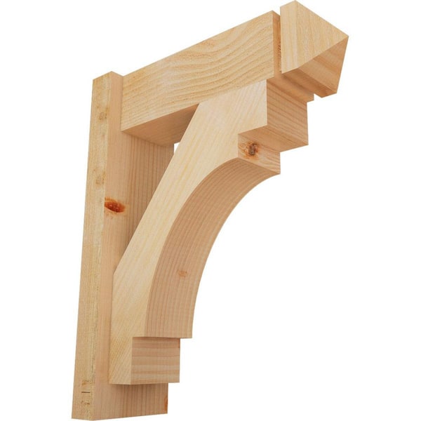 Ekena Millwork 6 in. x 22 in. x 18 in. Douglas Fir Merced Arts and Crafts Rough Sawn Outlooker