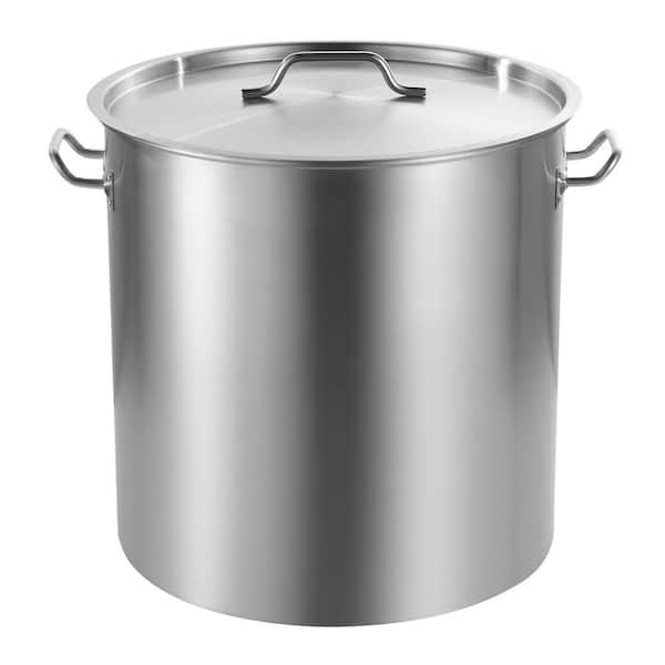 24 qt. Stainless Steel Stockpot, Commercial Grade Cooking Pot with Lid & Handle, Heavy Duty, Sanding Treatment
