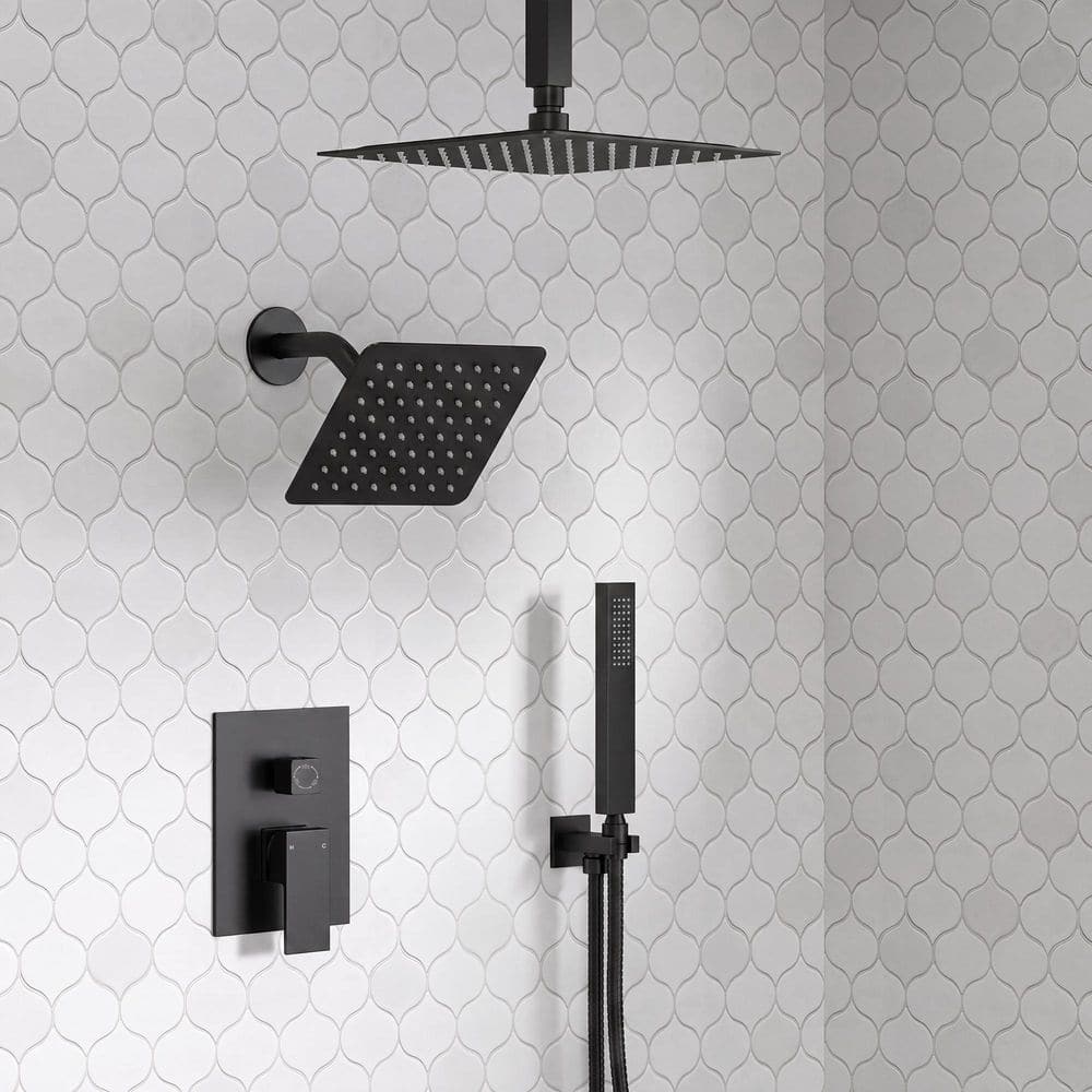 YAWWALK 3-Spray Ceiling Mount 10 and 6 in. Dual Shower Head and