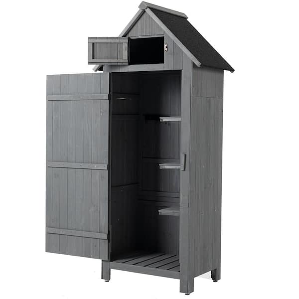 2.5 ft. W x 1.8 ft. D Solid Wood Outdoor Storage Shed, Tool Garden Storage Cabinet with Lockable Door (4.5 sq. ft. )