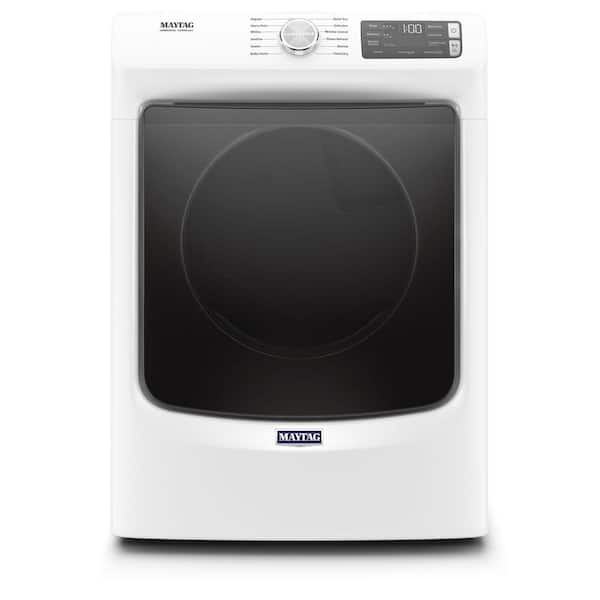 Maytag 7.3 cu. ft. 240-Volt White Stackable Electric Vented Dryer with Steam, ENERGY STAR