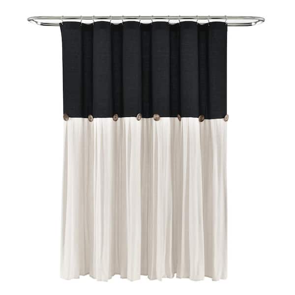 Linen On Shower Curtain Black White, Black And White Linen Shower Curtain