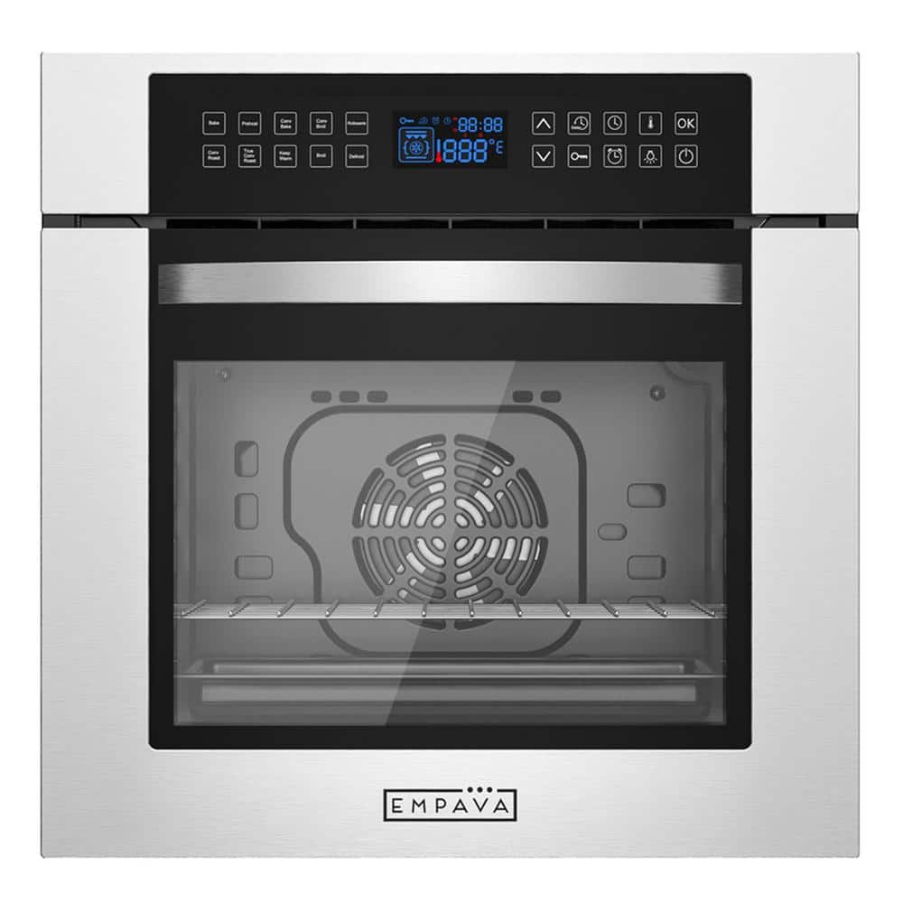 24 in. Single Electric Wall Oven in Stainless Steel with Rotisserie and Convection Function - Soft Controls