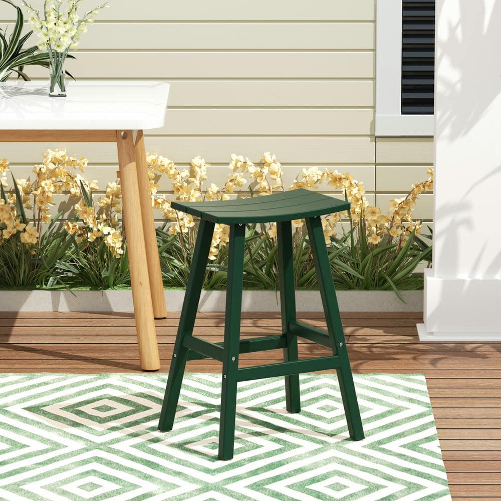WESTIN OUTDOOR Franklin Dark Green 29 in. Plastic Outdoor Bar Stool