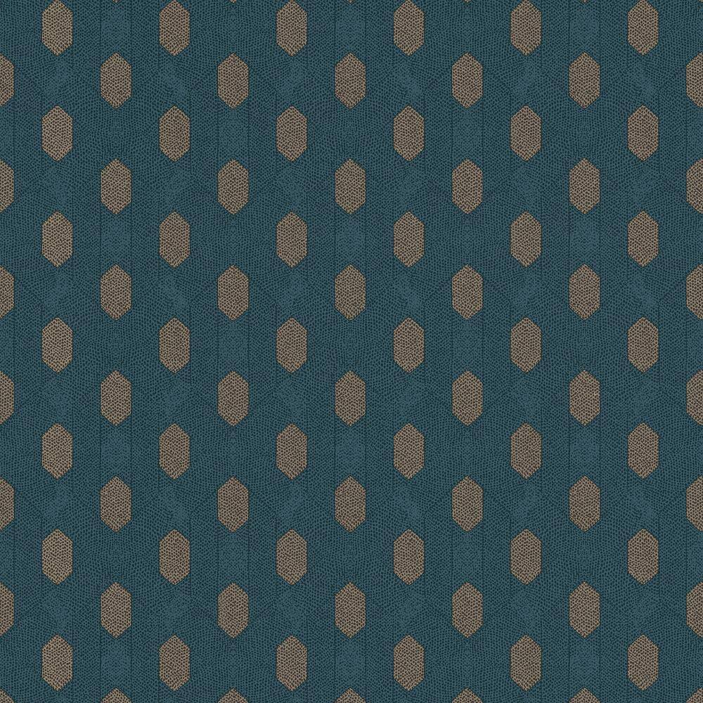 Absolutely Chic Beige/Blue/Brown Art Deco Geometric Vinyl on Non-Woven Non-