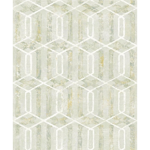 Advantage Stormi Light Green Geometric Paper Strippable Wallpaper (Covers 57.8 sq. ft.)