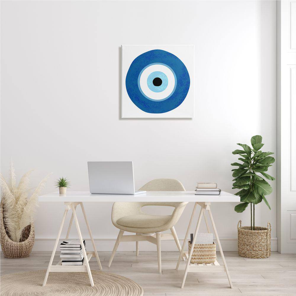 Bold Blue Abstract Circular Canvas Wall Art, 24 x 24