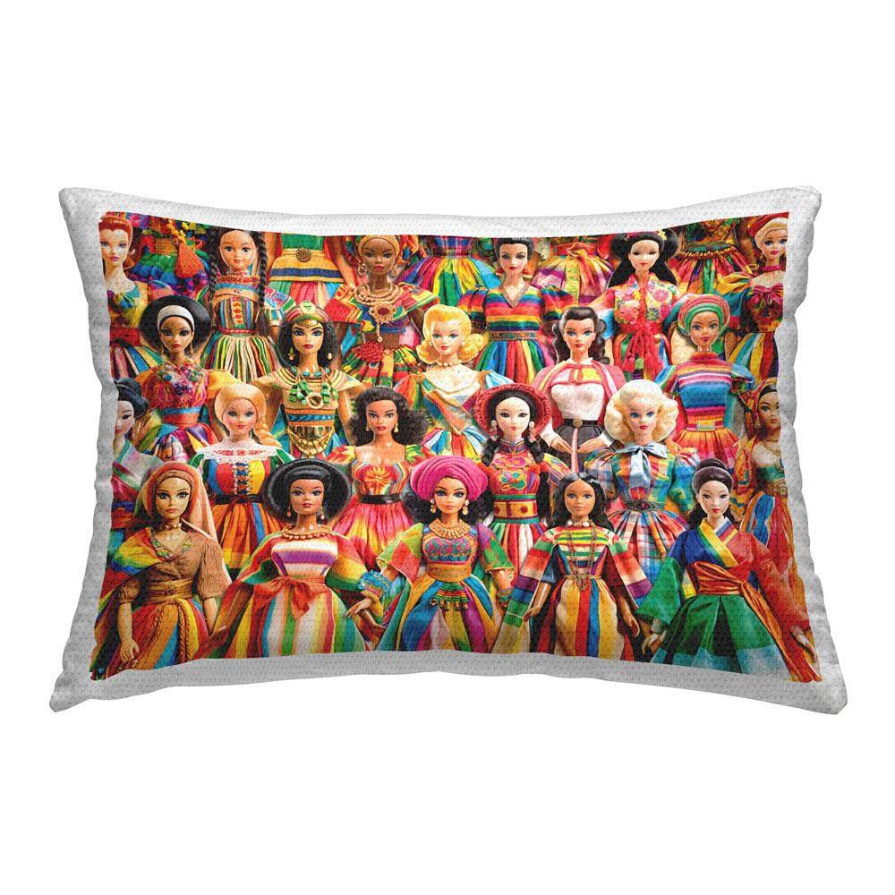 Various Cultural Dolls Outdoor Printed Throw Pillow by Michael David Ward price history on PriceWatchPro