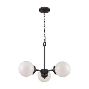 Beckett 3-Light Oil Rubbed Bronze Chandelier With Opal White Glass Shades