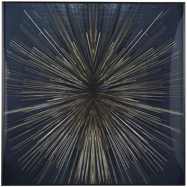 CosmoLiving by Cosmopolitan Porcelain Dark Blue Radial Starburst Wall Decor with Gold Accents