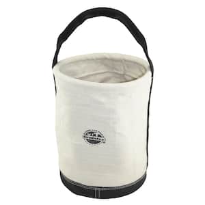 12 in. 1-Pocket Utility Tool Bucket in White with Hook