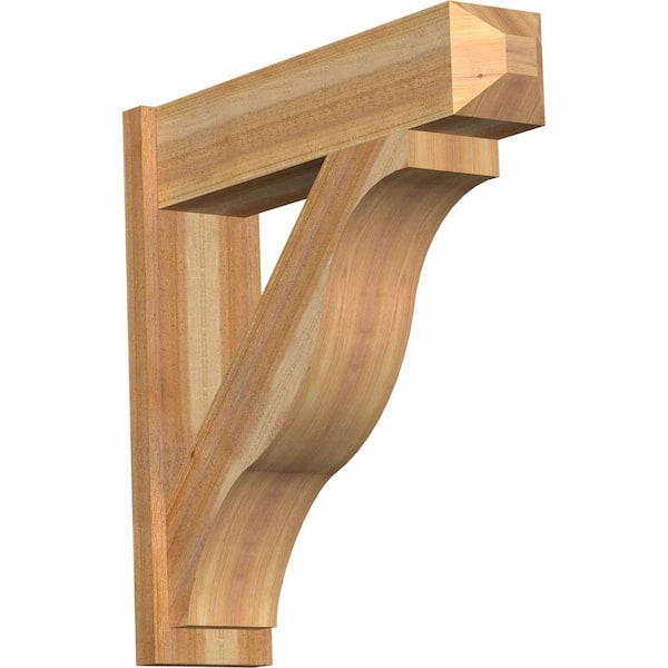 Ekena Millwork 8 in. x 32 in. x 32 in. Western Red Cedar Fuston Craftsman Rough Sawn Outlooker