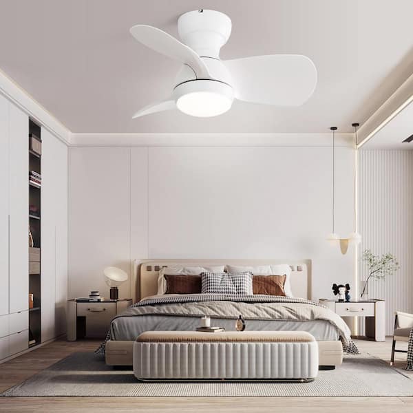 23 in. Indoor/Outdoor Small Modern White Ceiling Fan with 6-Speed DC Remote Control for Kitchen Dining Room Bedroom