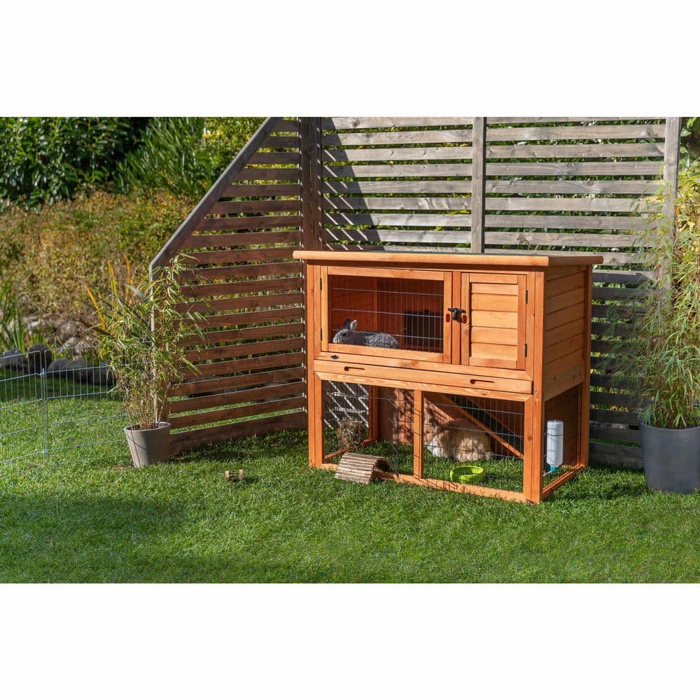 Large Natural Pine 2-Story Outdoor Guinea Pig Hutch