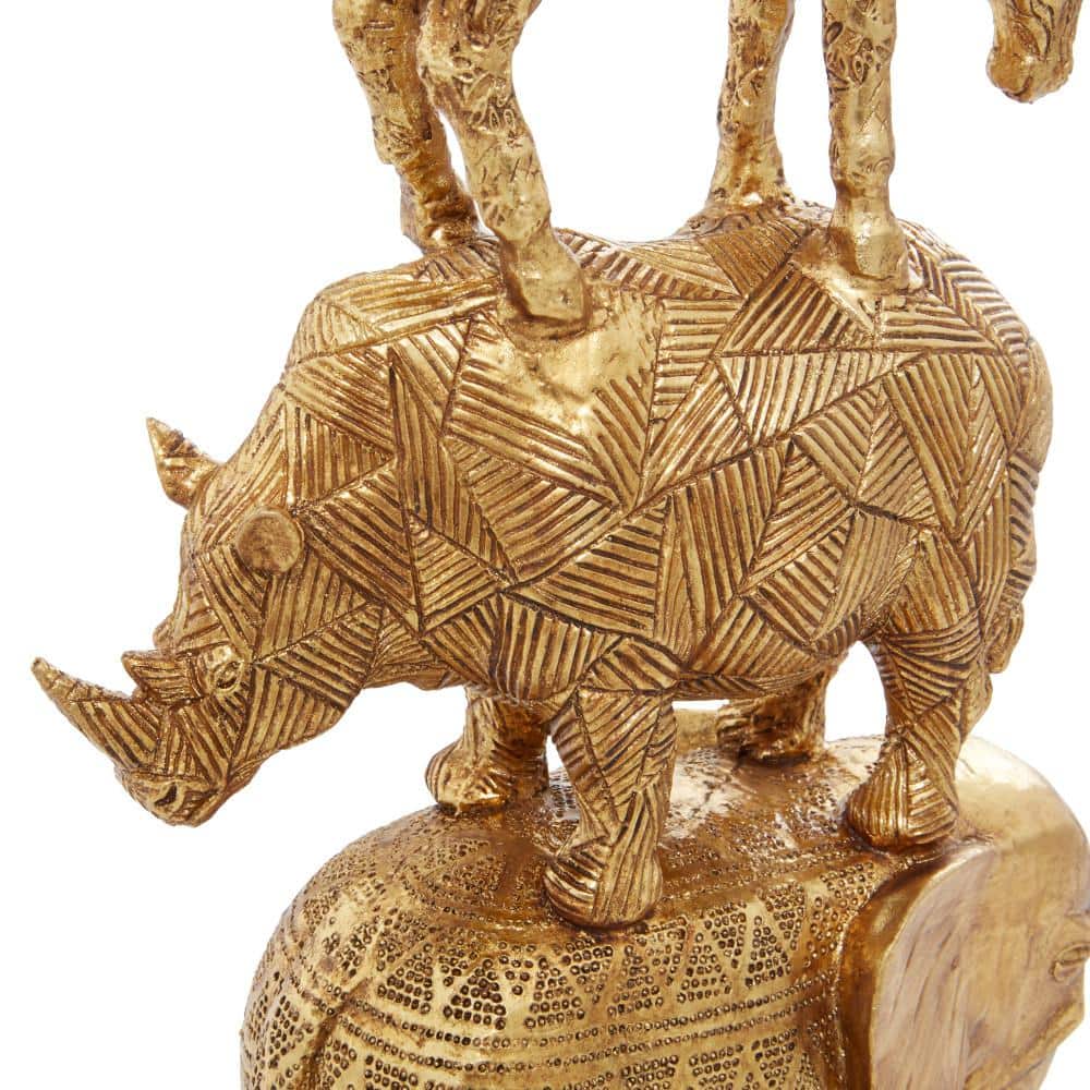 Elegant Gold Resin Elephant Sculpture 24" Decor Accent
