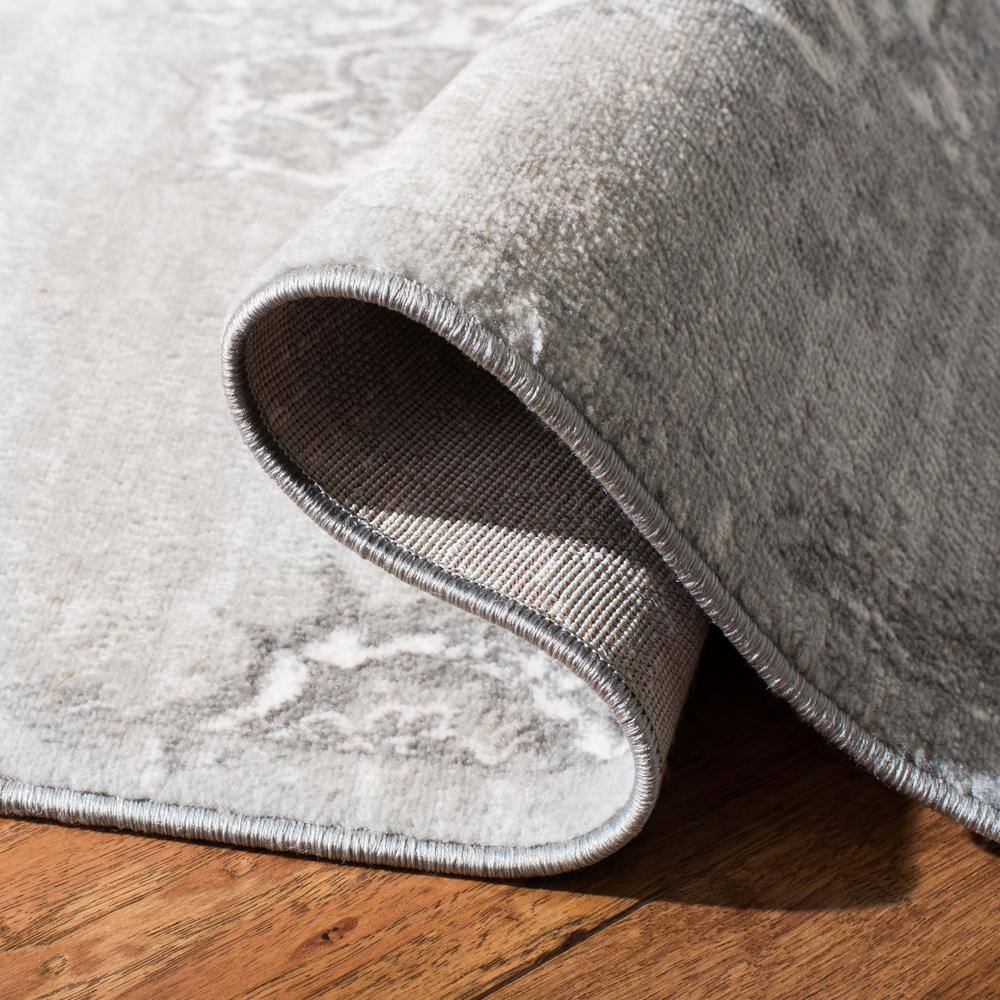 Gray Hand-knotted Synthetic Runner Rug, 24" x 18"