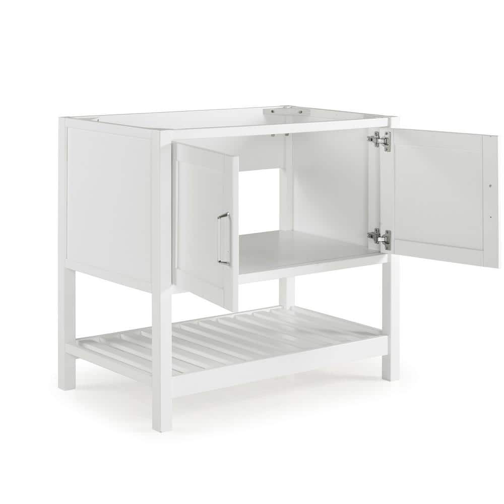 Bennet 36" White Pine Freestanding Vanity Cabinet with Shelf