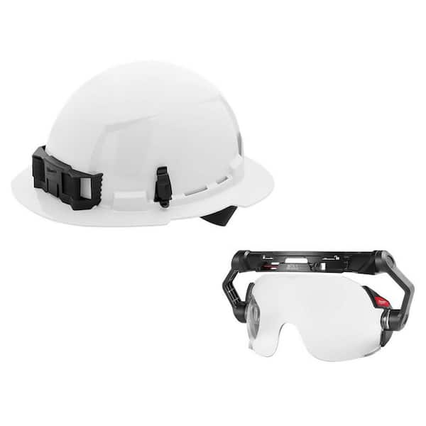 Milwaukee BOLT White Type 1 Class E Full Brim Non Vented Hard Hat w/4 Point Ratcheting Suspension W/BOLT Clear Dual Coat Eye Visor