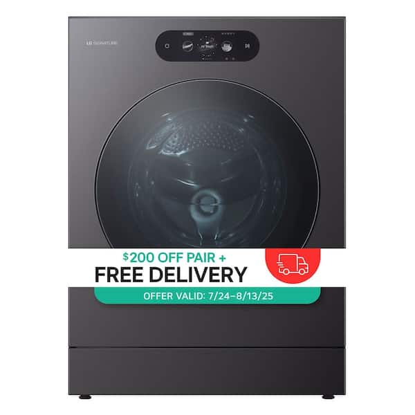 5.8 cu. ft Stackable Front Load Washer in Brushed Black Steel with 26 Wash Programs