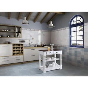 Monterey White 36 in. Kitchen Island with Wood Countertop