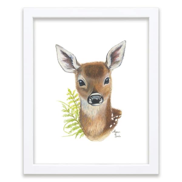 Unbranded Woodland Littles 2 "Deer" by Alyssa Lewis Individual White Framed Animal Art Print 24 in. x 18 in.
