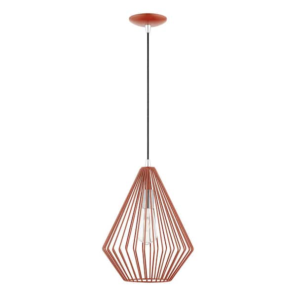Livex Lighting Linz 1-Light Shiny Red Island Pendant with Polished Chrome Accents