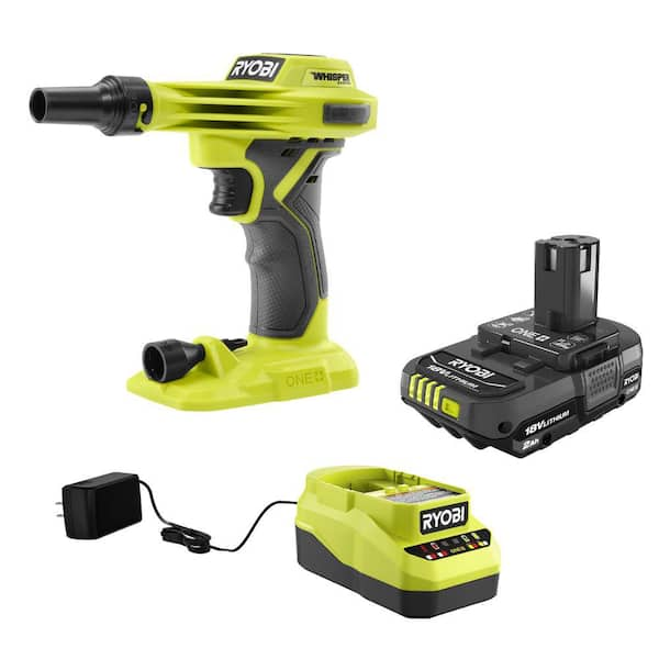 RYOBI ONE 18V Cordless High Volume Inflator with ONE 18V 2.0 Ah Compact Battery and Charger PCL016B PSK005 The Home Depot