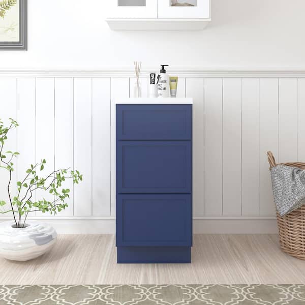 15 in. W x 21 in. D x 32.5 in. H 3-Drawers Bath Vanity Cabinet Only in Blue